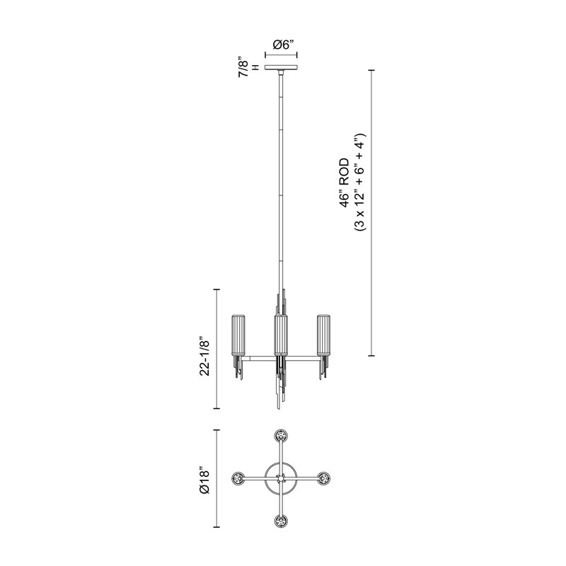 Polished Nickel and Crystal 4-Light Linear Chandelier