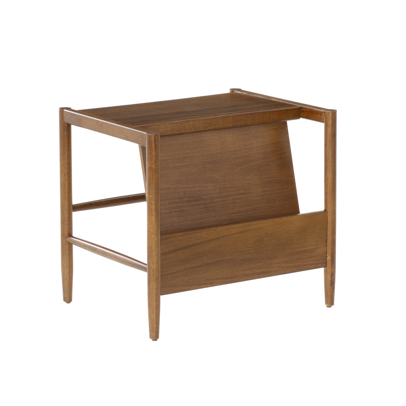 Helsel Walnut Magazine Rack Side Table