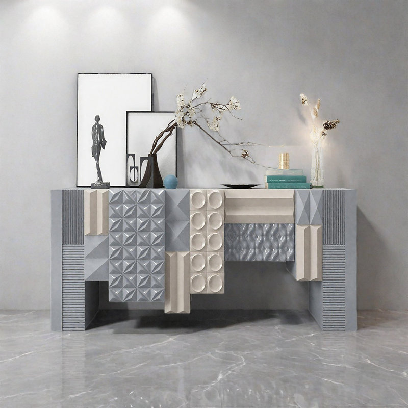 Console Modern Minimalist Art Design, Bleu grisâtre, H 31,5 po x l 62,99 po x P 15,75 po