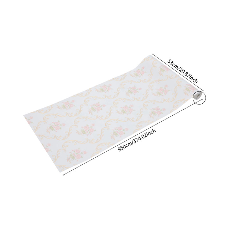 Non-Pasted Non-Woven 3D Embossed Wallpaper Roll, Pink/White
