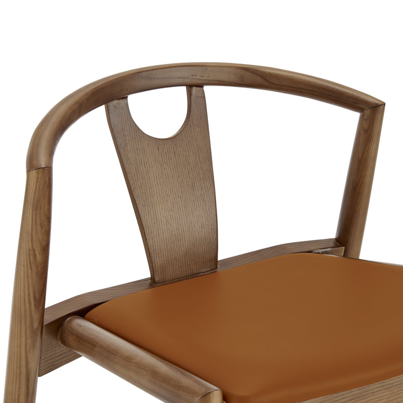 Tabouret de comptoir en cuir Ambra, Brun clair / brun