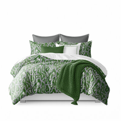 Hollow Fern Duvet Cover & 2 Shams Set Queen