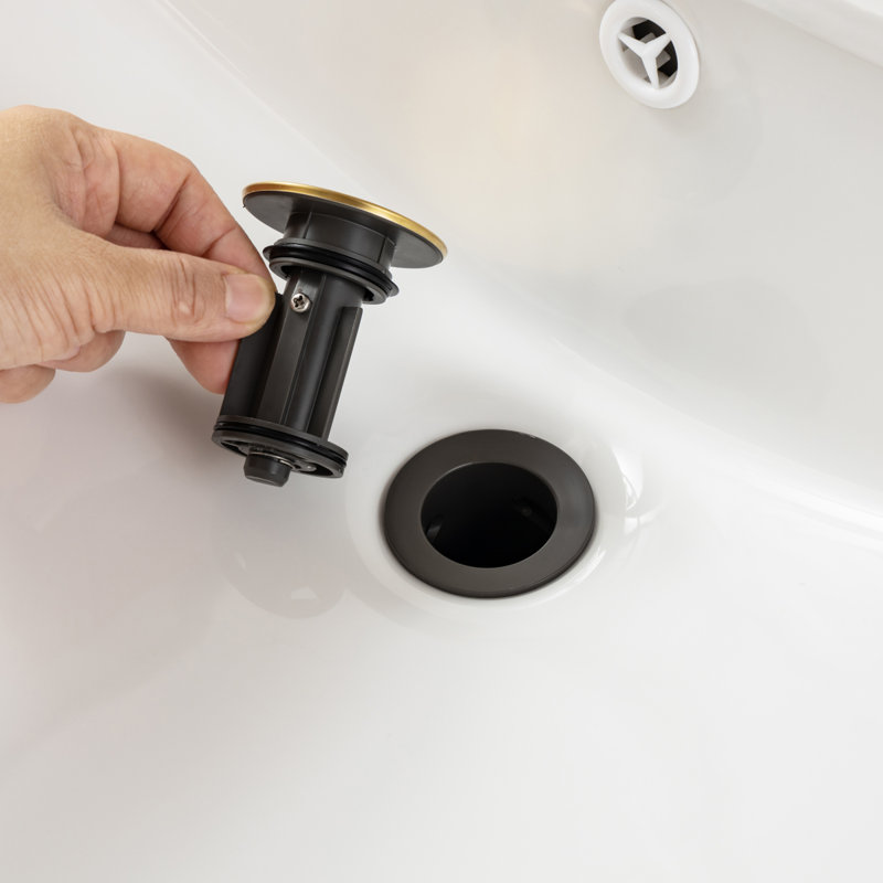 Robinet de lavabo de salle de bain à large entraxe or brossé, Doré