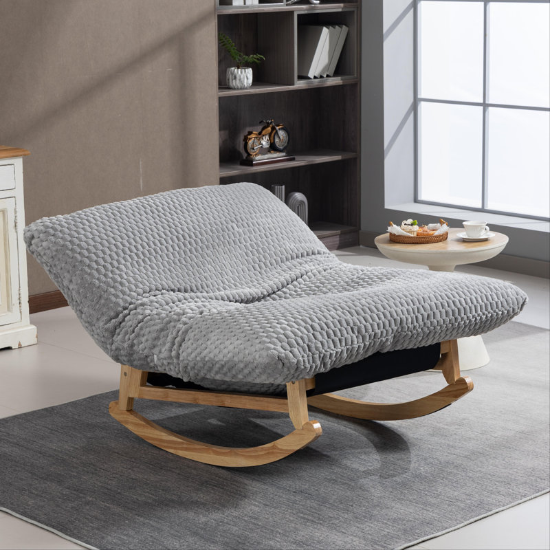 Fauteuil berçant adulte en velours côtelé, Gris clair