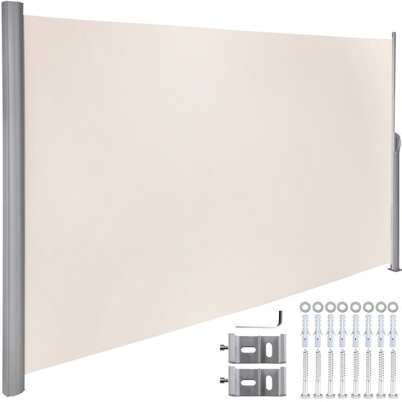 VEVOR 118'' W Metal Cover Retractable Side Awning, Beige, 63" H x 118" W x 2" D