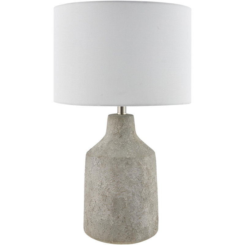 Lockwood Concrete Table Lamp with Linen Shade, White, Gray