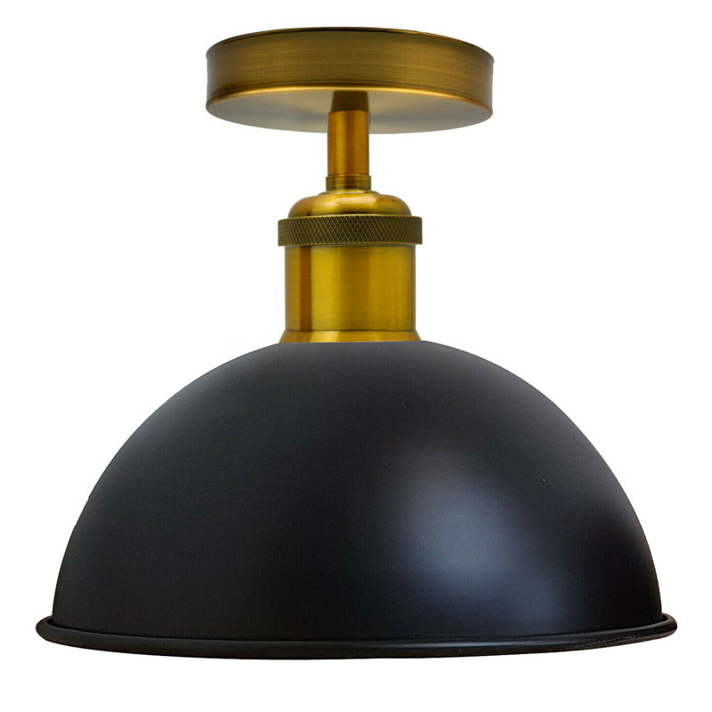 Nadeau Semi Flush Mount, Black, Yellow Brass