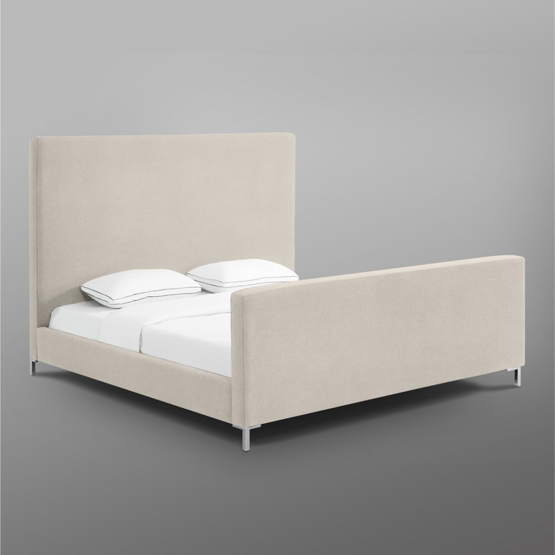 Inza Upholstered Platform Bed, King, Beige