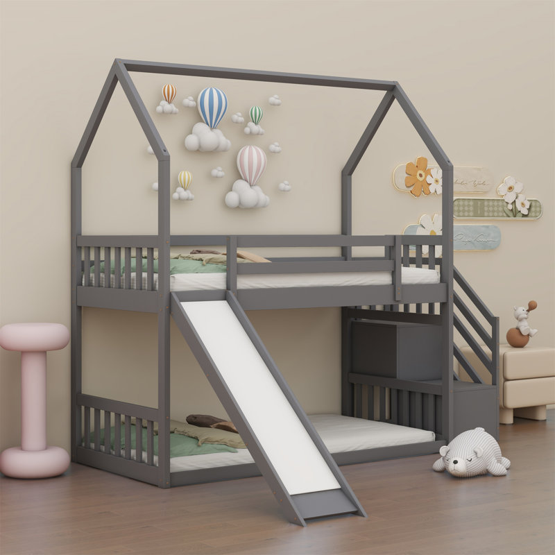 Lit superposé simple au-dessus de simple Ajdina Kids, Gris