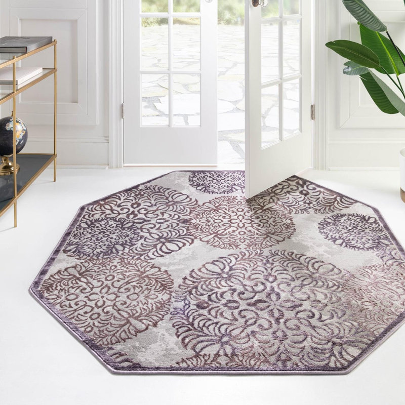 Tapis abstrait mauve Alissa, Octogone 4 pi x 4 pi