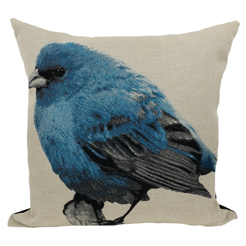 Embroidered Feather Reversible Throw Pillow