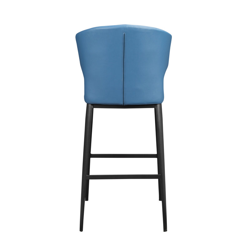 Delaney Upholstered Stool with Metal Frame, Blue, Counter Stool (26" Seat Height)