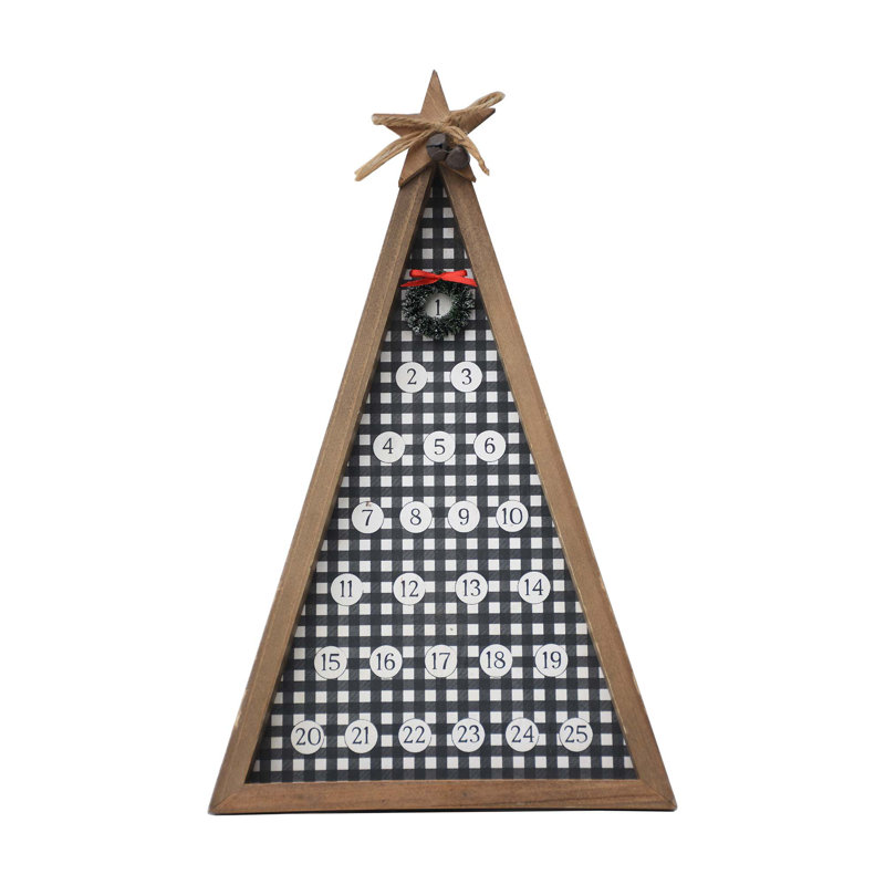 Freestanding Tree Shaped Christmas Advent Calendar With Wreath Magnet