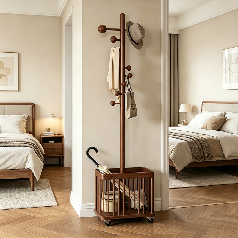 Portemanteau en bois d'hévéa, Brown