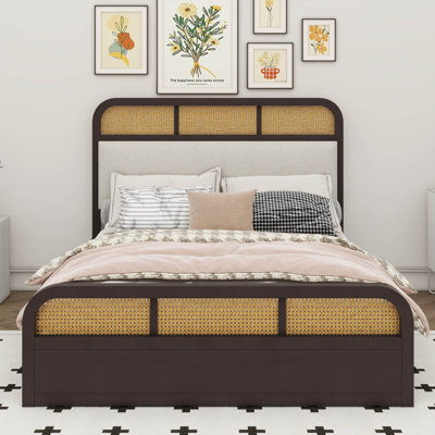 A Queen-Sized Wooden Platform Bed That Boasts An Under-Bed Trundle by Bayou Breeze