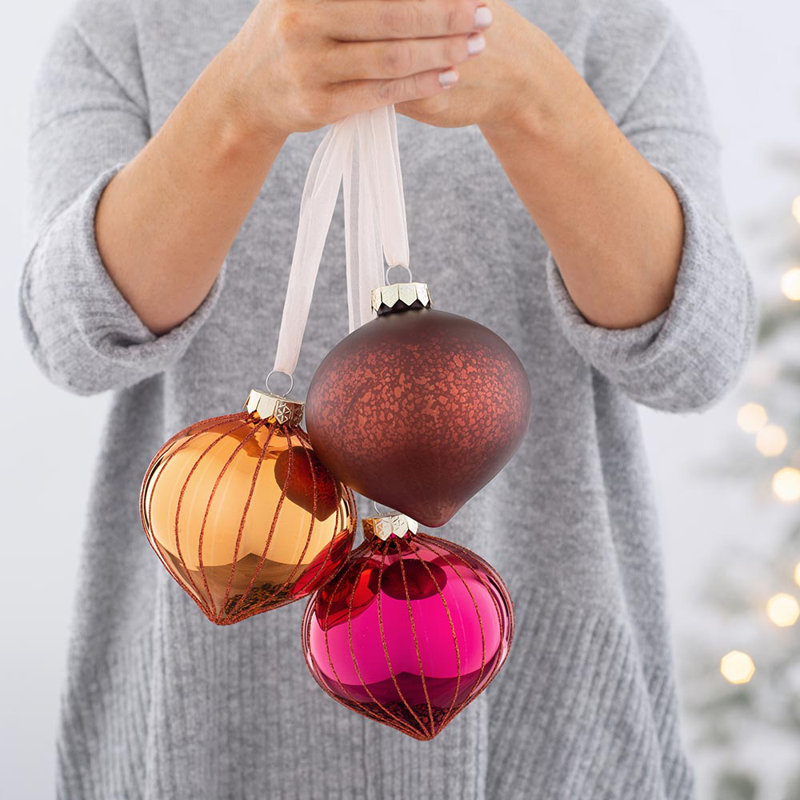36.4cm Mixed Glass Bauble, Burnt Orange/Brown/Gold
