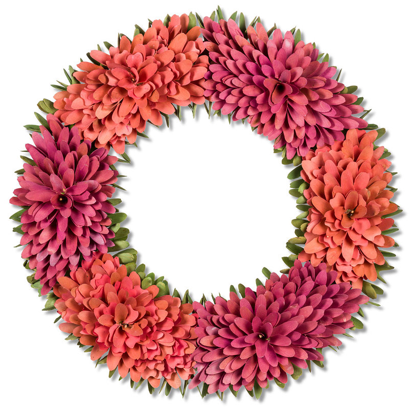 Faux Hydrangea Wreath, 21" H x 21" W x 4" D