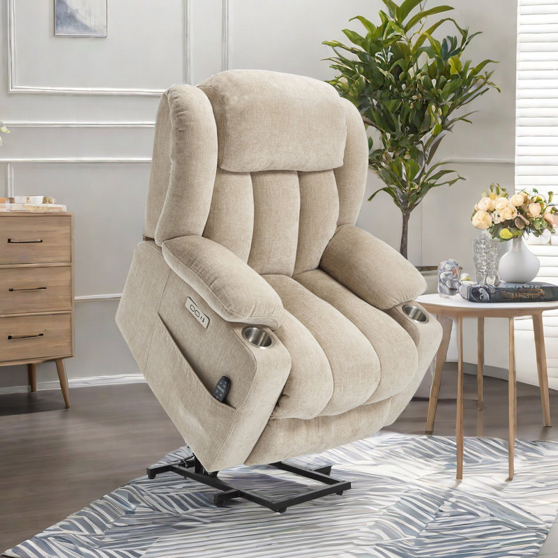 Azelle  Power Lift Chair Recliners Infinite Position with Massage,heat,cup Holder, Beige