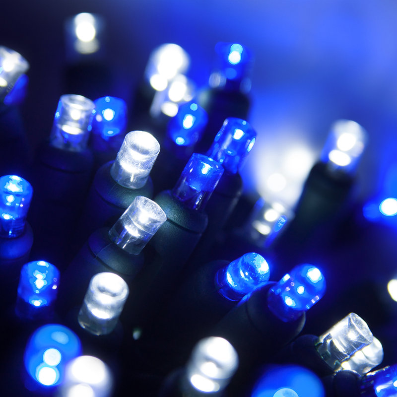 70 Light Christmas LED String Lights, Blue/Cool White