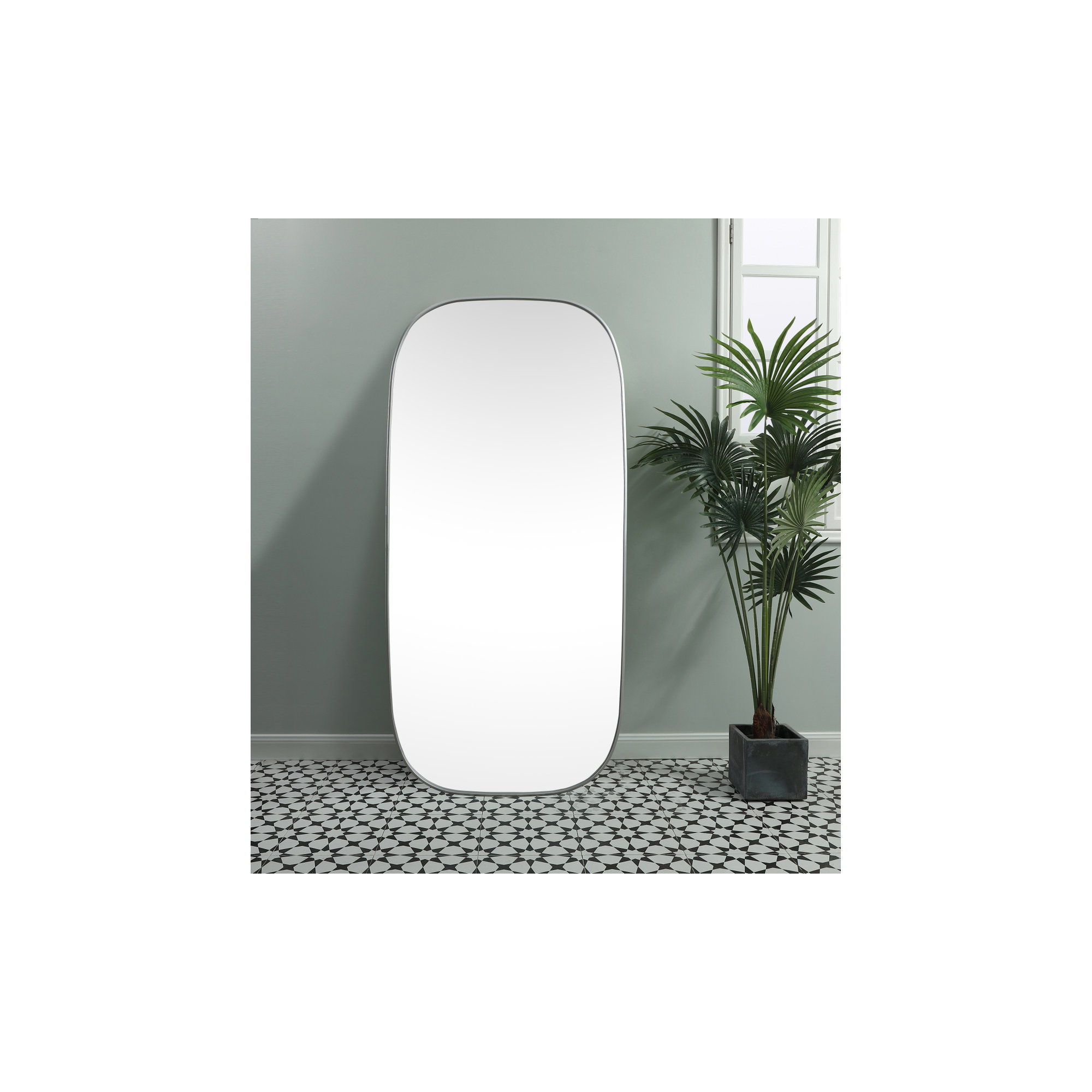 Bertin Metal Oval Wall Mirror, Silver, 60"  x 36" 