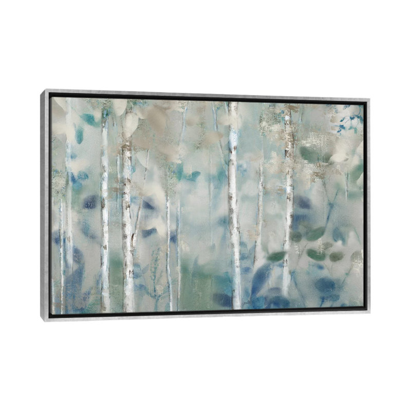 "Zen Forest II" par Nan, reproduction d’art, Toile avec cadre argenté, Pas de tapis, H 18 po x l 26 po x P 1,5 po