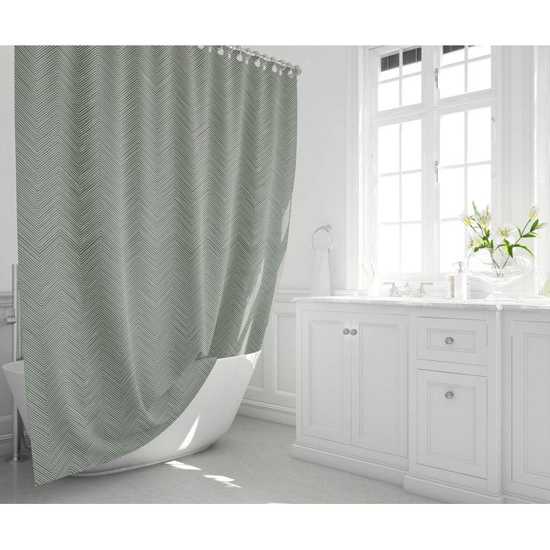 Chevy Thin Ultra-Thin Lightweight Shower Curtain, Green/Chimichurri