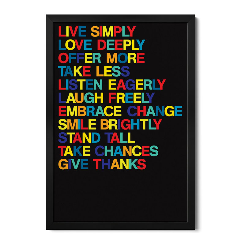 For a Better Life (couleurs sur fond noir), affiches encadrées de qualité supérieure, H 32 po x l 24 po