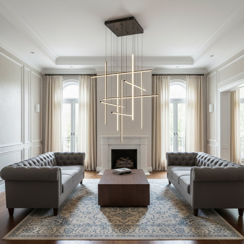 Hamilton 10-Light 118" Long Chandelier for Stairs Entryway High Ceiling with Remote Control