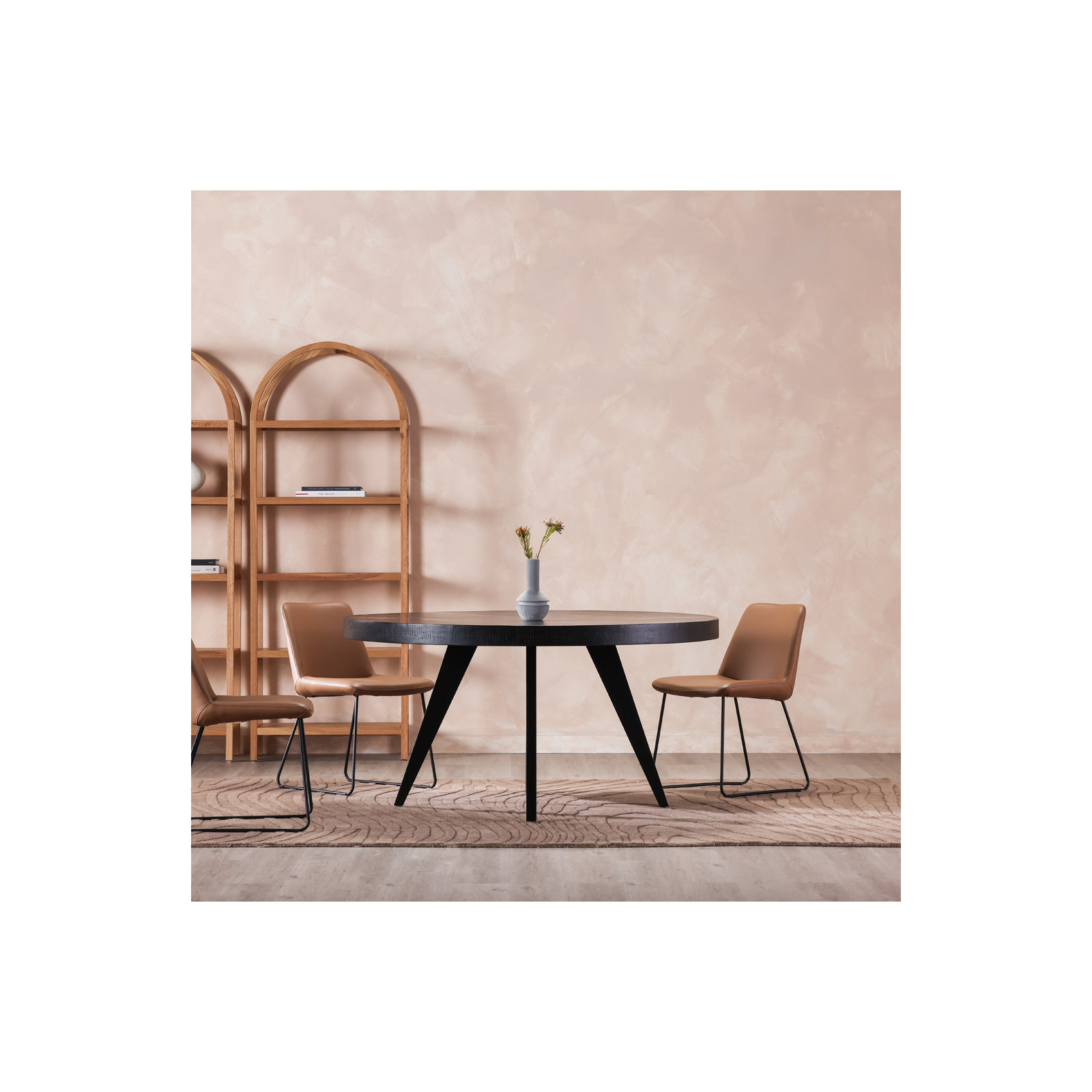 Carlo Round Dining Table, Black, 30" H x 60" W x 60" D