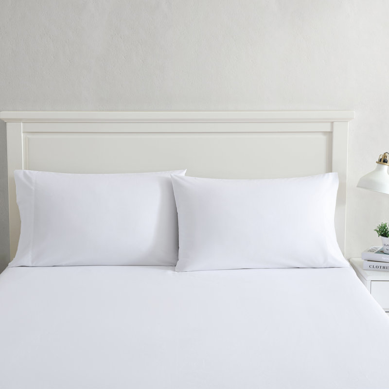 White Cotton Percale Standard Pillowcase Set