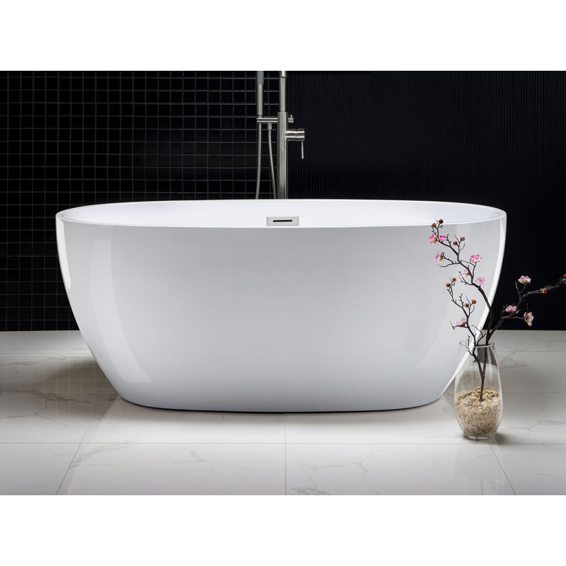 Ember 59'' x 32'' Soaking Acrylic Bathtub, Brushed Nickel, White