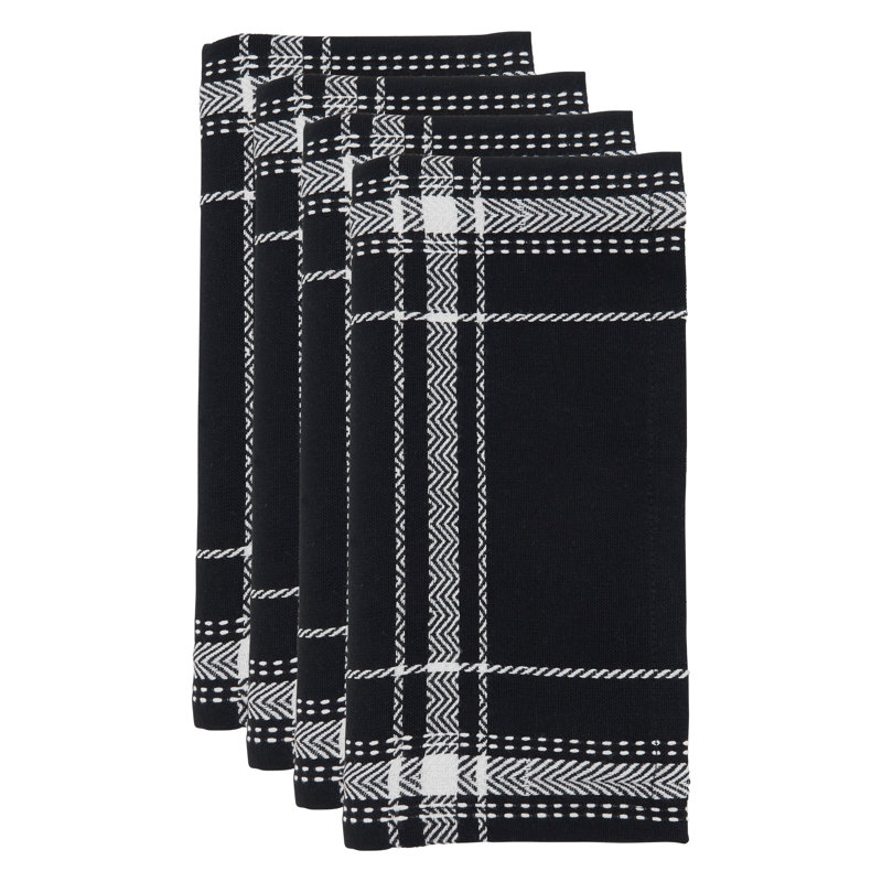 Black and White Cotton Plaid Table Napkins Set of 4