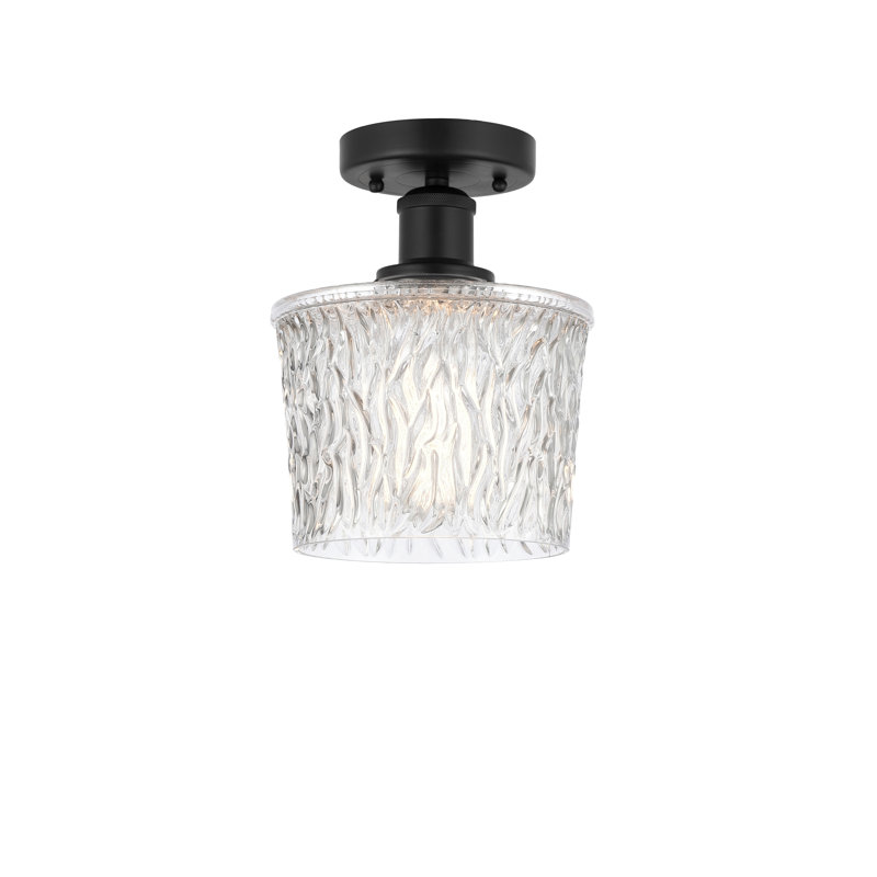 Plafonnier semi-encastré 1 lumière 6,5 po Camire, Noir mat