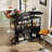 Bar Unit For Liquor, 4 Tier Home Bar Cabinet With Storage Shelves And Footrest, Corner Mini Bar Table With Wine Glass Holder For Home/Kitchen/Bar/Pub, Black