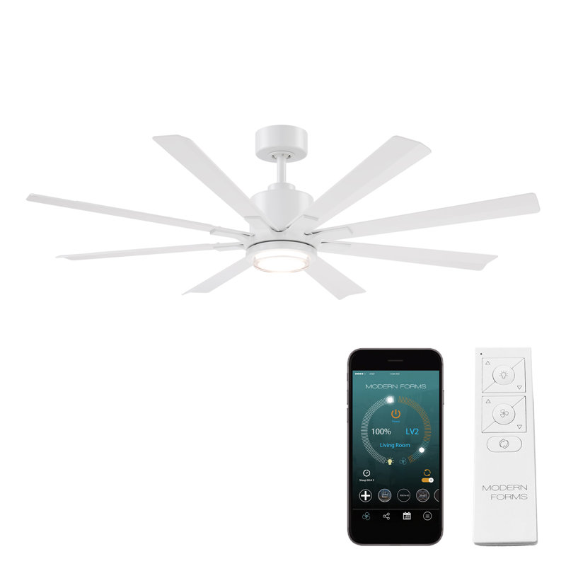 Size Matters 8-Blade Smart Ceiling Fan, 56", No, Matte White