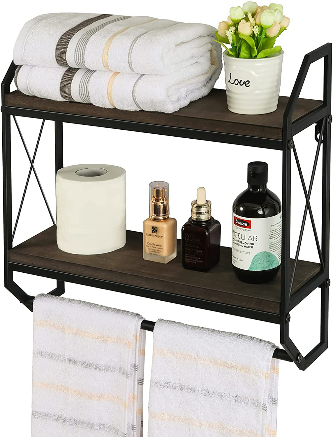 17 Stories Tokuichi 2 Piece Tiered Shelf with Towel Bar | Wayfair