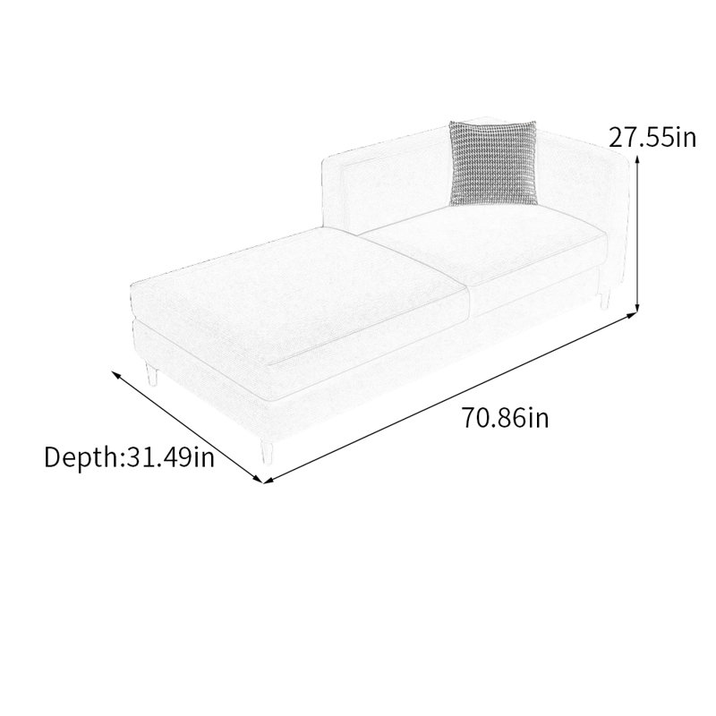 Chaise longue Minimalist Elegant, Orienté à droite, Vert