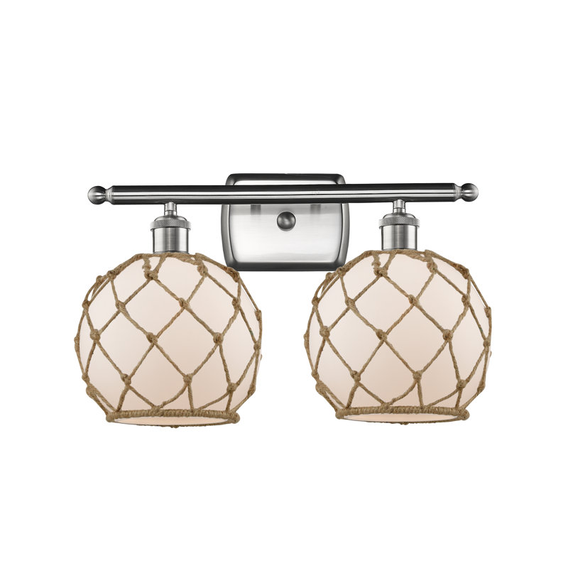 Éclairage pour salle de bain à intensité variable 2 lumières Arriola, Blanc / Brun, Ampoule à DEL rétro de 6 watts