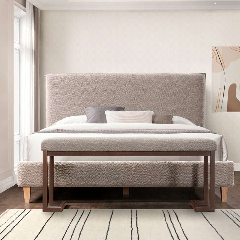 Metal Bedroom Bench With Boucle - Gray For Comfortable Living Metal, Upholstery