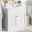 Meuble-lavabo 30 po avec lavabo en céramique, armoire de rangement autoportante moderne avec poignées dorées, portes à fermeture douce, rangement pour salle de bain