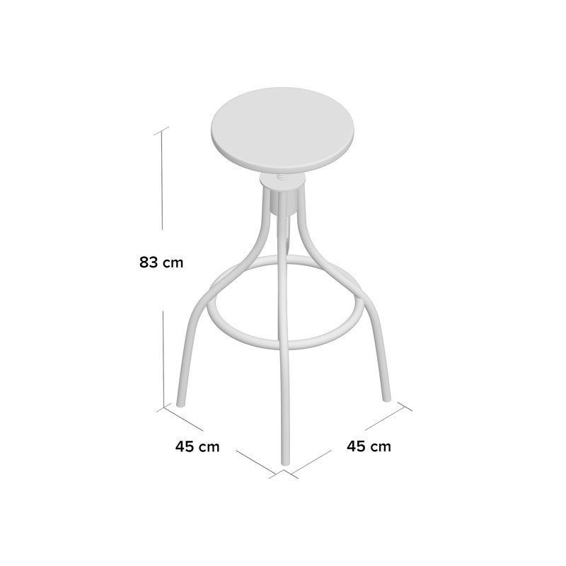 Colomiers Adjustable Height Bar Stool, White