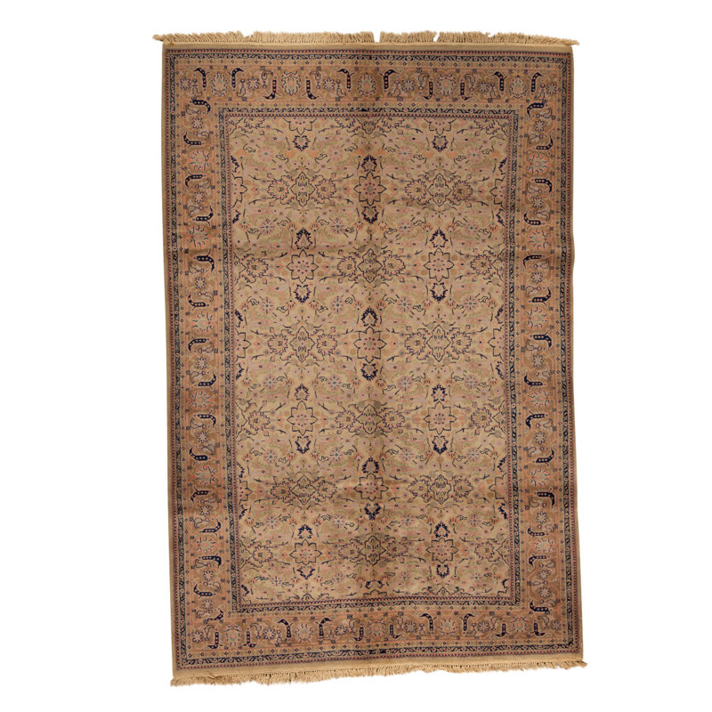 Tapis ivoire et chameau noué à la main de haute qualité