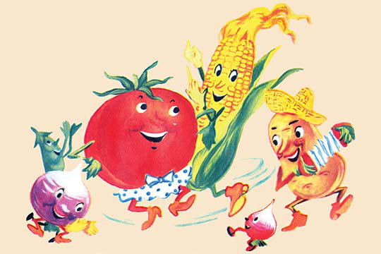 « danse happy legumes », reproduction d’art, 28" H x 42" W