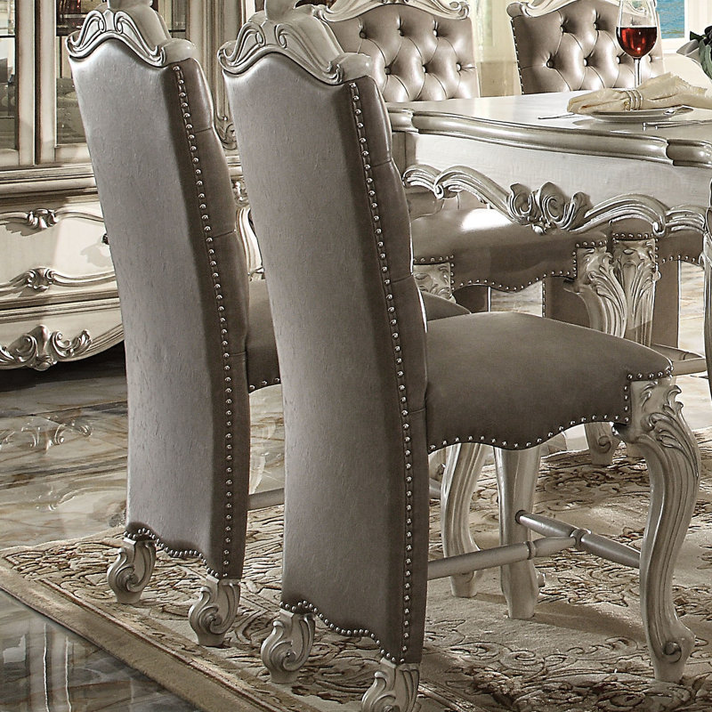 Chaises à hauteur de comptoir brunes et blanches (de 2) - Élégant cadre de chaise à 2 pieds, Brun / Blanc