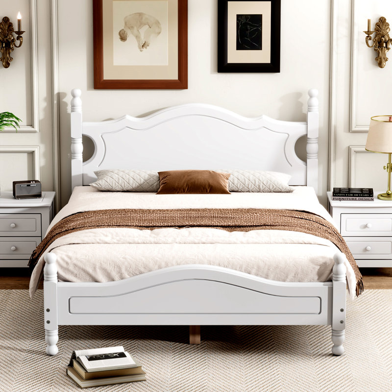 Lit plateforme Mariacamila, Double, Blanc incorrect