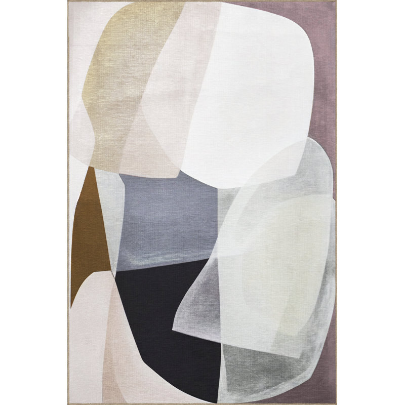 Tapis décoratif multicolore à motif abstrait moderne, Rectangle 4 pi 11 po x 7 pi 6 po