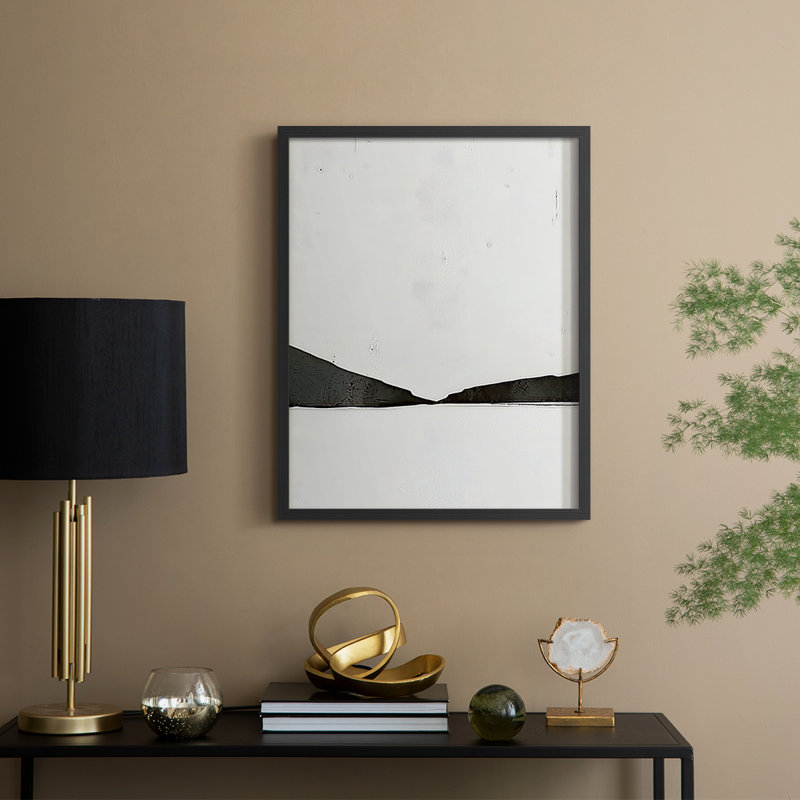 «Abstract Abstract», reproduction encadrée - prête à être accrochée - fabriquée aux États-Unis, H 14 po x l 11 po, Noir