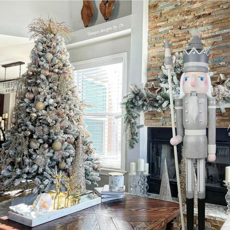 Glitter Lifesize Nutcracker 4 feet, Silver