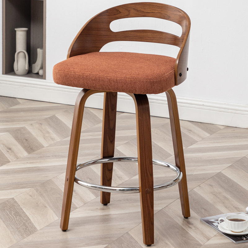 Tabouret de comptoir pivotant Mahtab, Tabouret de comptoir (siège d'une hauteur de 25,1, Orange