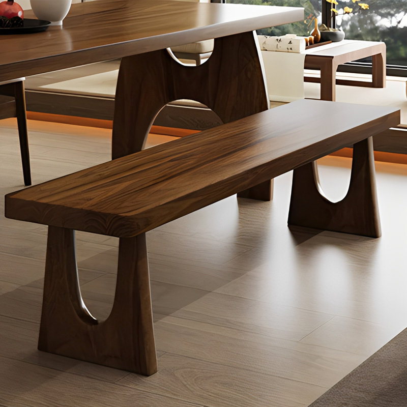 Retro Solid Wood Dining Table Sets, 29.52"H x 70.86"L x 31.49"W, 4 Pieces:  Table, 2 Chairs, Bench